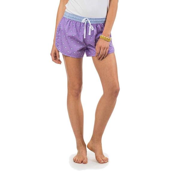 Southern Tide Purple Fish Print Cotton Shorts Women’s Small - Picture 1 of 8